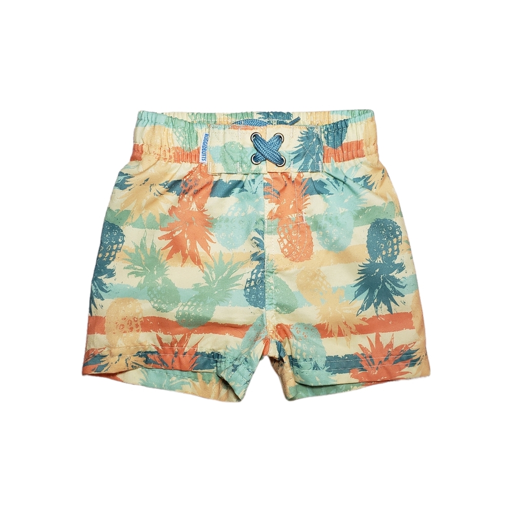 RuggedButts Baby Boy 3-6m Pineapple Swim Trunks